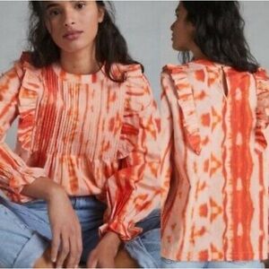 Anthropologie Orange Tie Dye Blouse